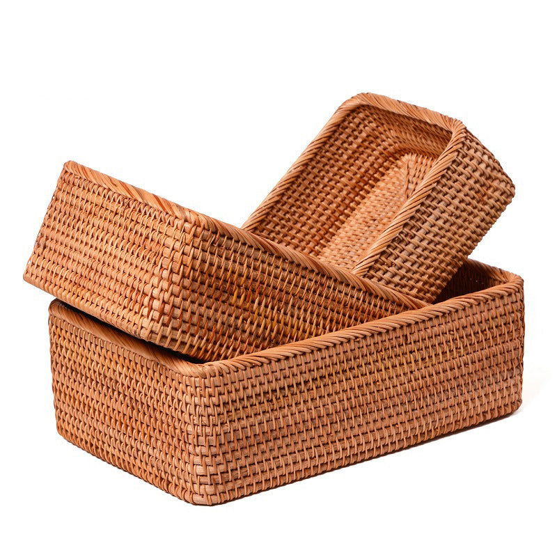 Handmade Weaved Storage Basket Fruit Basket Living Room Desktop Coffee Table Snack Storage Box Candy Basket