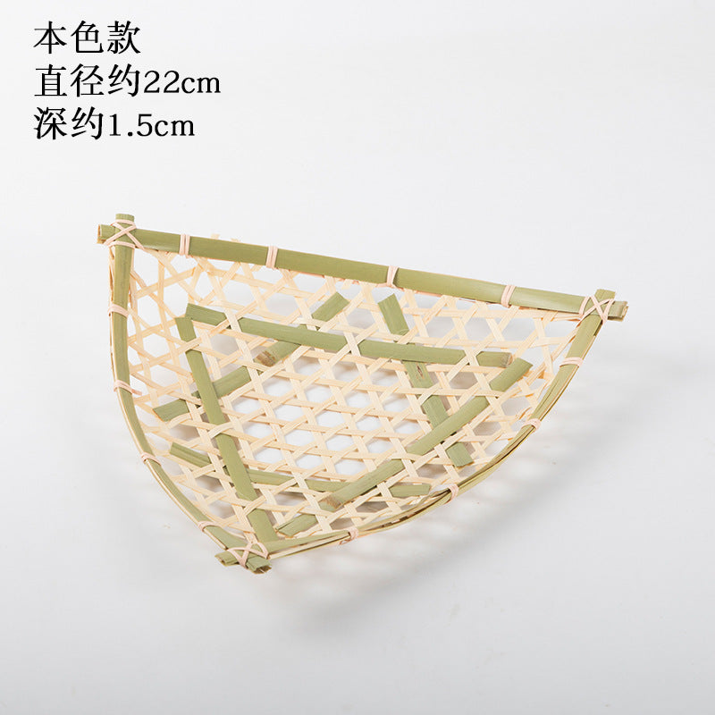 Handmade Bamboo Products Bamboo Sieve Bamboo Basket Storage Basket Fruit Plate Snack Tray Household Weaving round Winnowing Fan