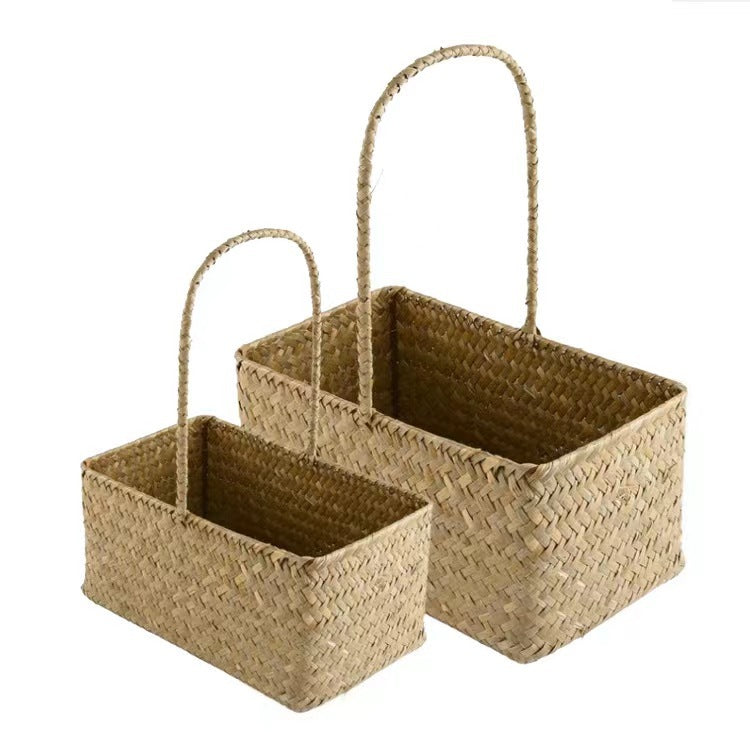 Straw Hand-Held Storage Basket