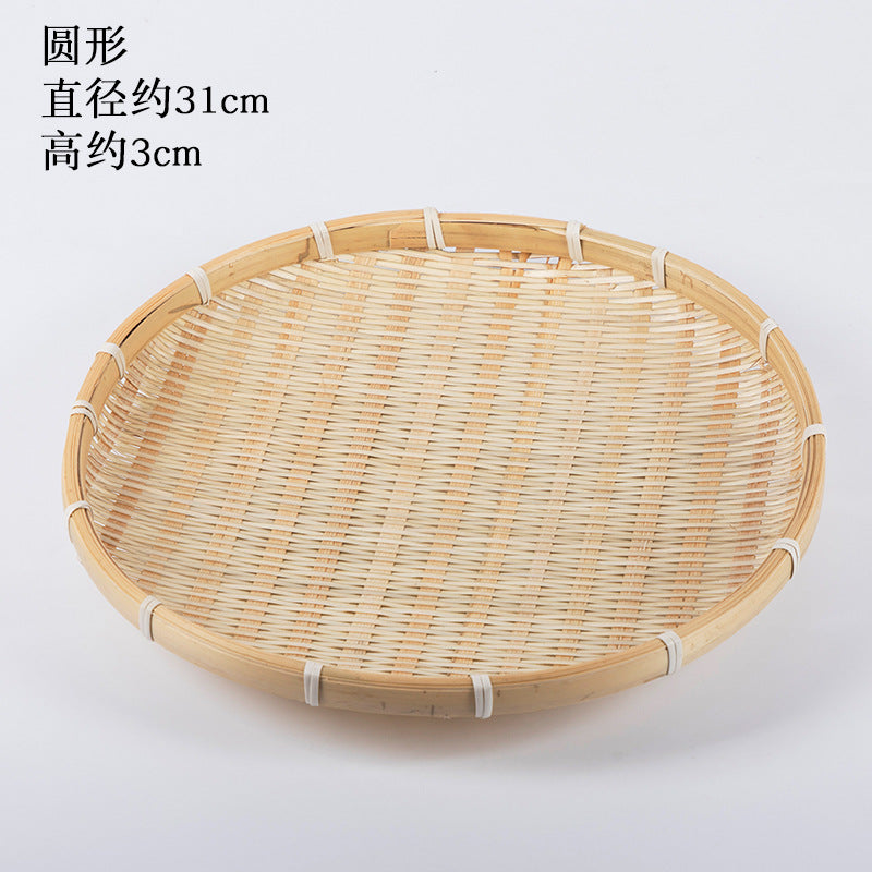 Handmade Bamboo Products Bamboo Sieve Bamboo Basket Storage Basket Fruit Plate Snack Tray Household Weaving round Winnowing Fan