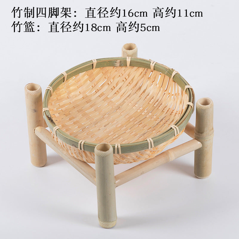 Handmade Bamboo Products Bamboo Sieve Bamboo Basket Storage Basket Fruit Plate Snack Tray Household Weaving round Winnowing Fan