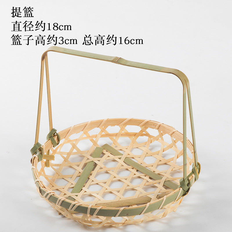 Handmade Bamboo Products Bamboo Sieve Bamboo Basket Storage Basket Fruit Plate Snack Tray Household Weaving round Winnowing Fan