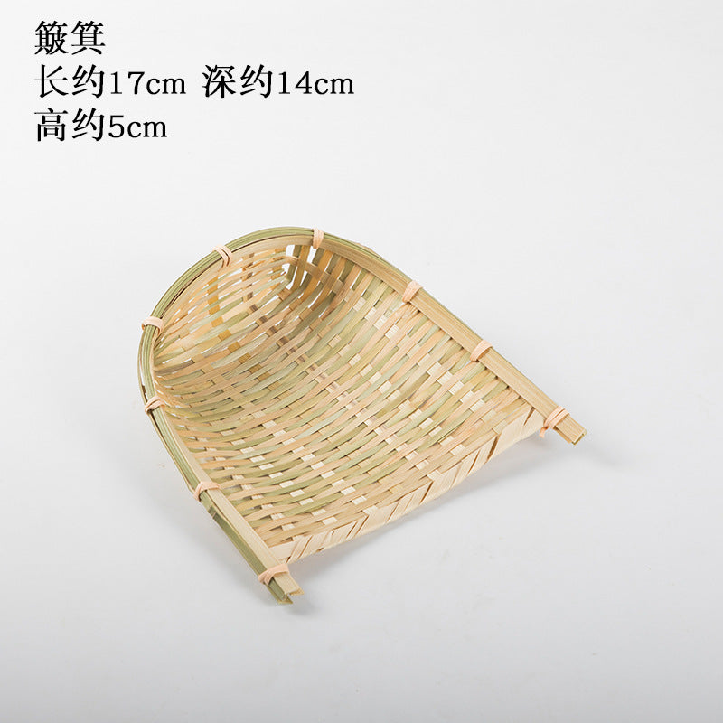 Handmade Bamboo Products Bamboo Sieve Bamboo Basket Storage Basket Fruit Plate Snack Tray Household Weaving round Winnowing Fan