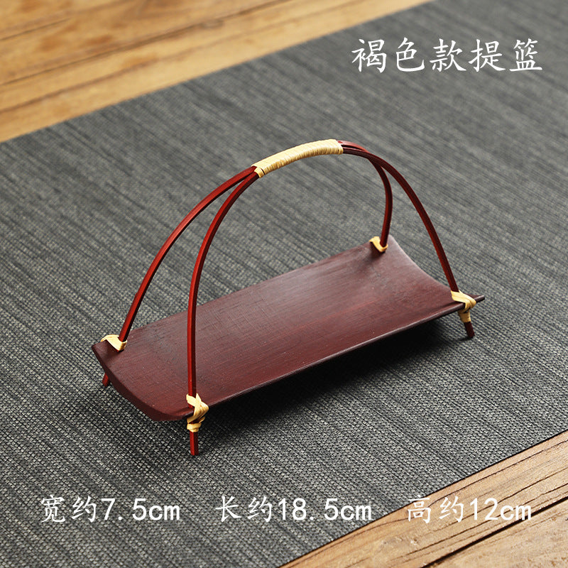 Bamboo Handmade Chinese Creative Tea Cake Tray Fruit Basket Household Small Tray Small Basket