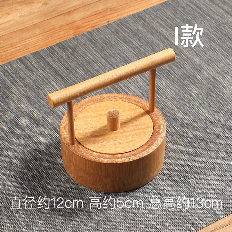 Bamboo Handle Tea Cake Tray Retro Chinese Snack Fruit Snack Plate Creative Home Storage