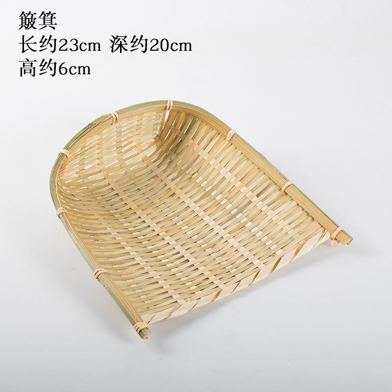 Handmade Bamboo Products Bamboo Sieve Bamboo Basket Storage Basket Fruit Plate Snack Tray Household Weaving round Winnowing Fan