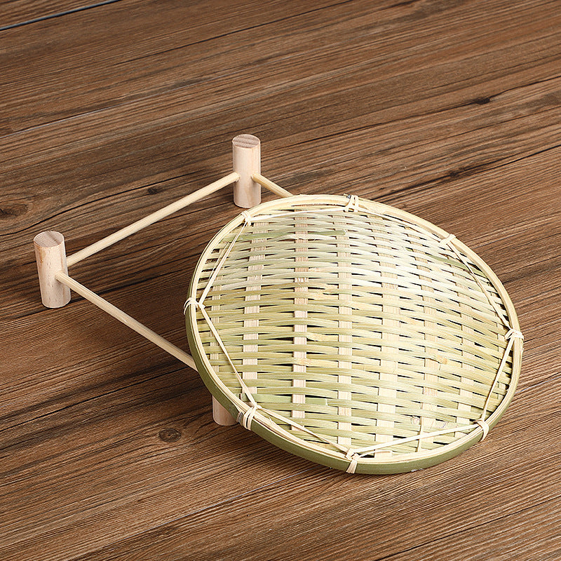 Handmade Bamboo Fruit Basket Tea Cake Tray Creative Home with Shelf Storage Basket Small Basket Bamboo Sieve Bamboo Dustpan