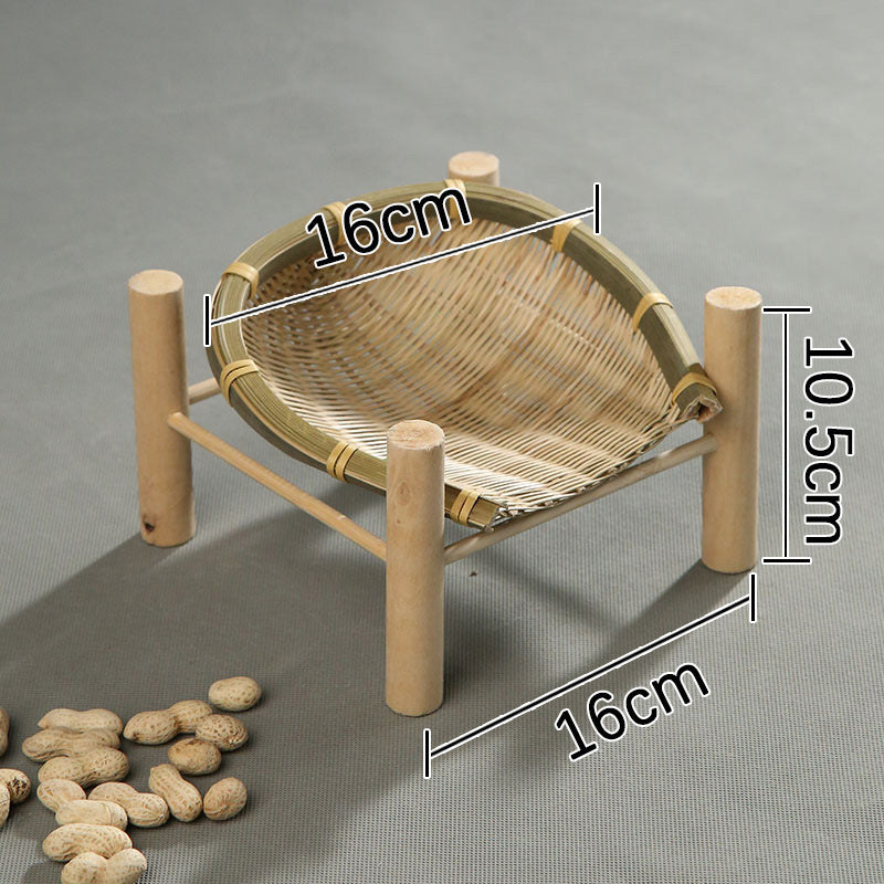 Handmade Bamboo Dried Fruit Tray Fruit Basket Bamboo Basket Tea Cake Tray Creative Household Bamboo Basket Storage Basket Basket round Dustpan