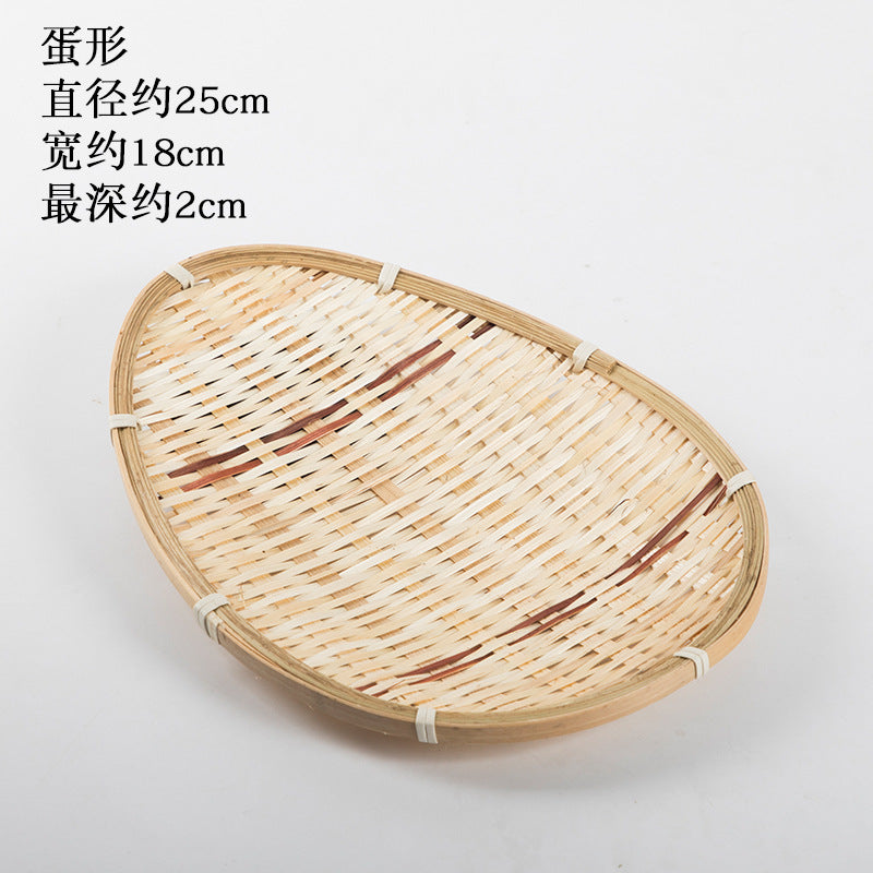 Handmade Bamboo Products Bamboo Sieve Bamboo Basket Storage Basket Fruit Plate Snack Tray Household Weaving round Winnowing Fan