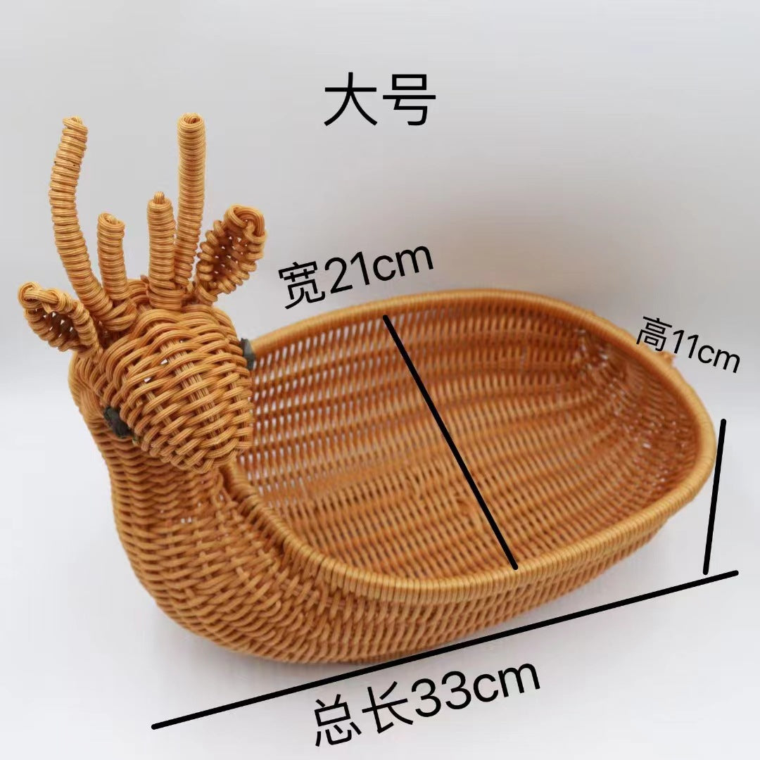 Rattan-like Handmade Weaved Storage Basket Animal-Shaped Furnishings Snack Fruit Candy Gift Desktop Gadget Storage Basket