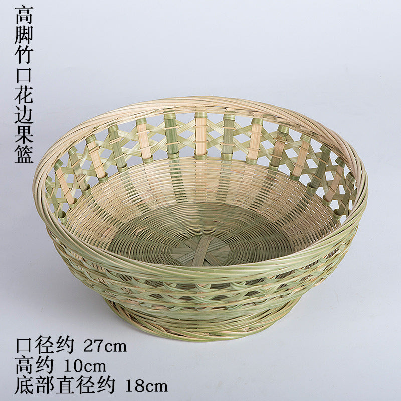 Handmade Bamboo Products Bamboo Sieve Bamboo Basket Storage Basket Fruit Plate Snack Tray Household Weaving round Winnowing Fan