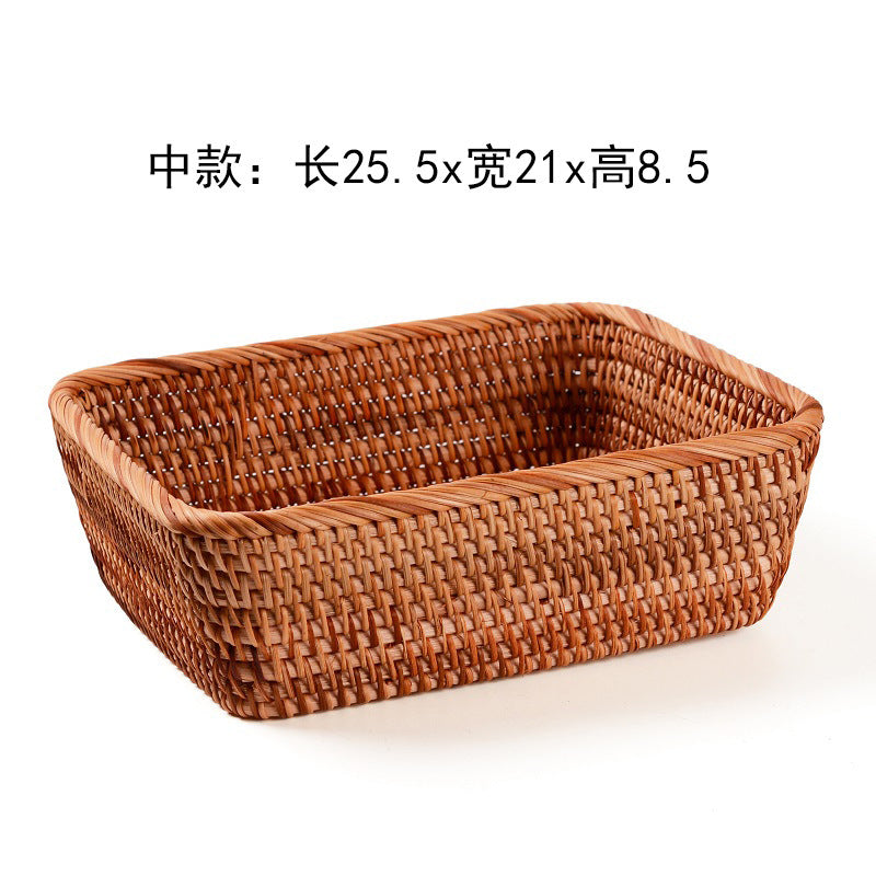 Handmade Weaved Storage Basket Fruit Basket Living Room Desktop Coffee Table Snack Storage Box Candy Basket