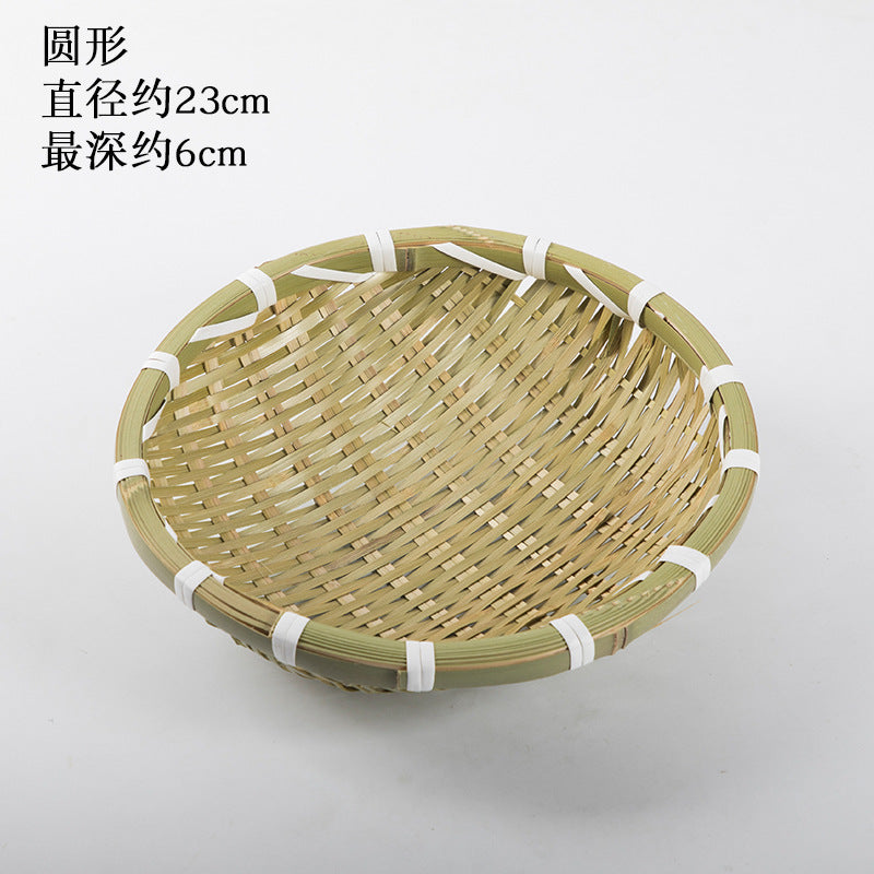 Handmade Bamboo Products Bamboo Sieve Bamboo Basket Storage Basket Fruit Plate Snack Tray Household Weaving round Winnowing Fan