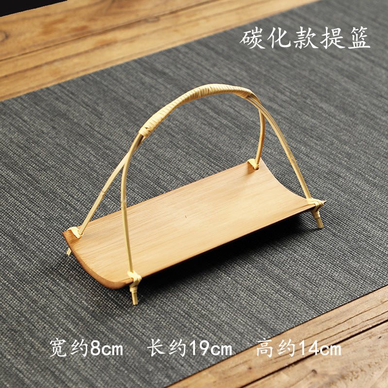 Bamboo Handmade Chinese Creative Tea Cake Tray Fruit Basket Household Small Tray Small Basket