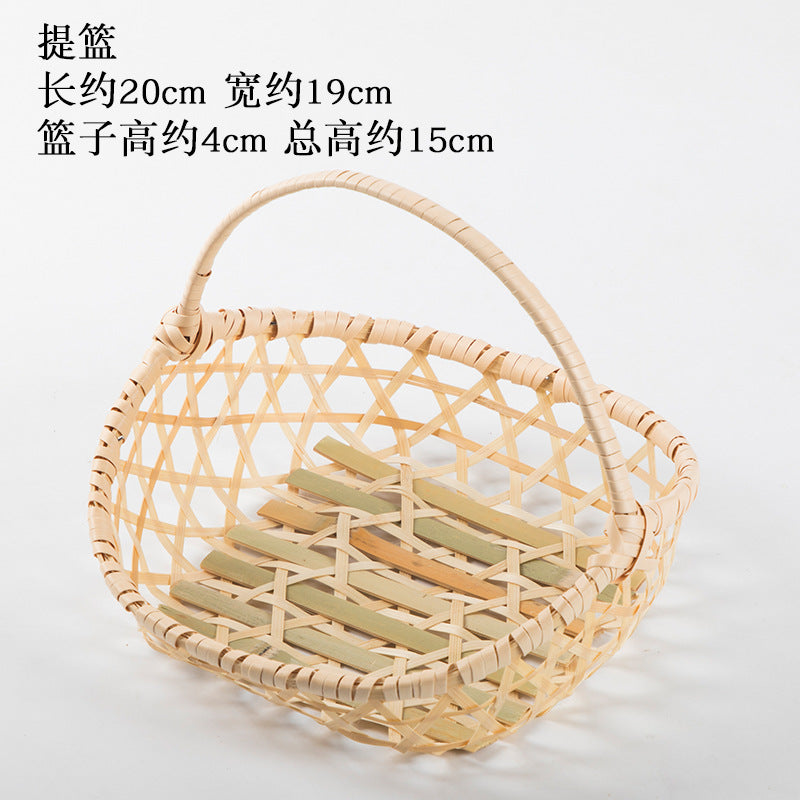 Handmade Bamboo Products Bamboo Sieve Bamboo Basket Storage Basket Fruit Plate Snack Tray Household Weaving round Winnowing Fan