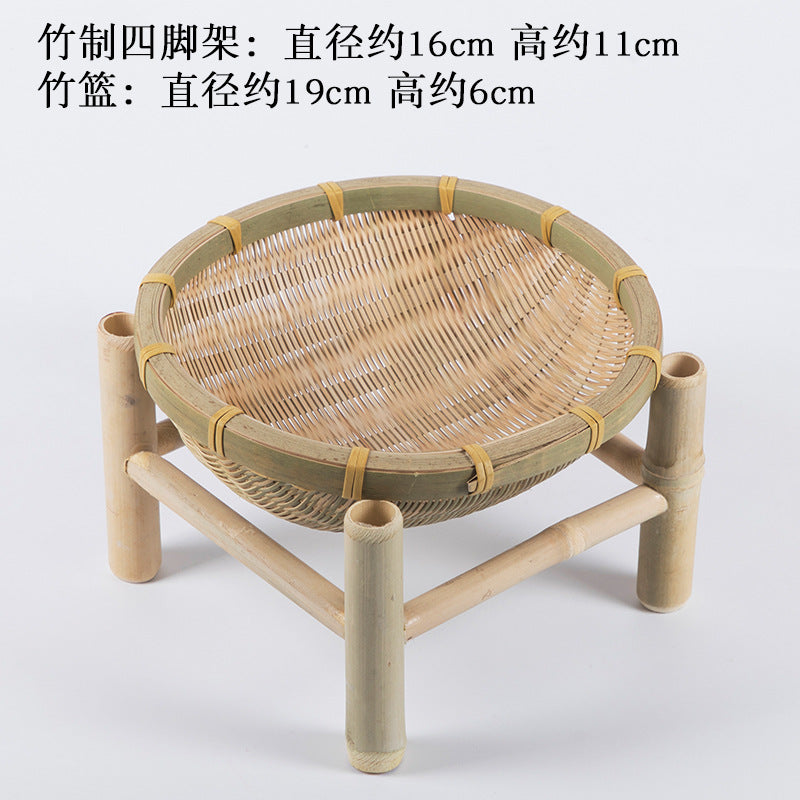 Handmade Bamboo Products Bamboo Sieve Bamboo Basket Storage Basket Fruit Plate Snack Tray Household Weaving round Winnowing Fan