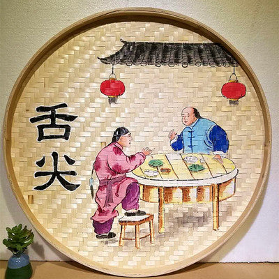 Bamboo Decorative Painting round Bamboo Dustpan