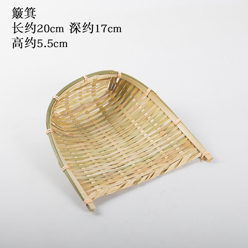 Handmade Bamboo Products Bamboo Sieve Bamboo Basket Storage Basket Fruit Plate Snack Tray Household Weaving round Winnowing Fan