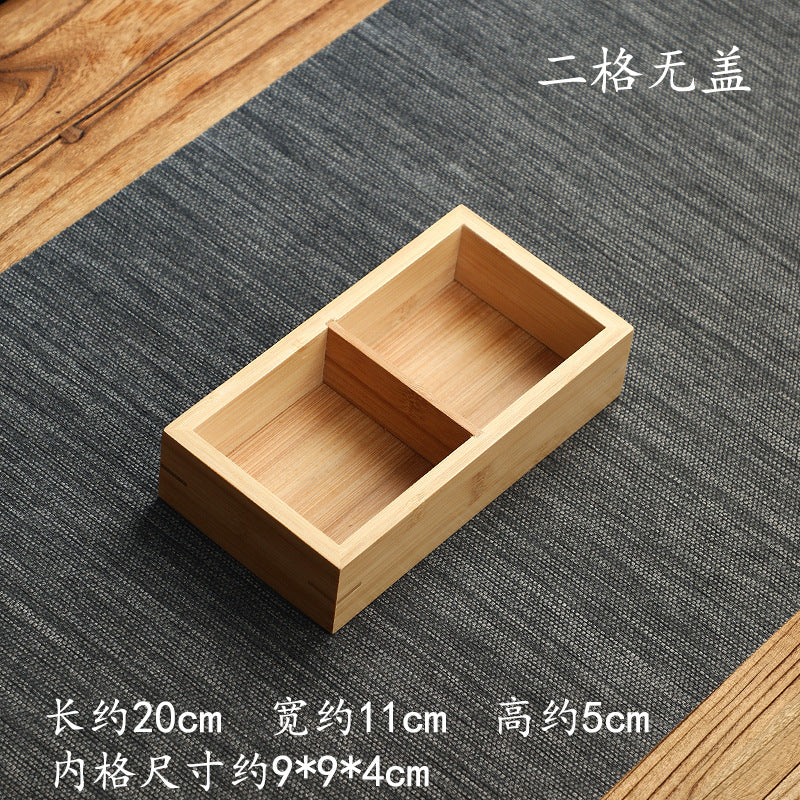 Handmade Bamboo Creative Dried Fruit Tray Minimalist Chinese Style Tea Ware with Lid Storage