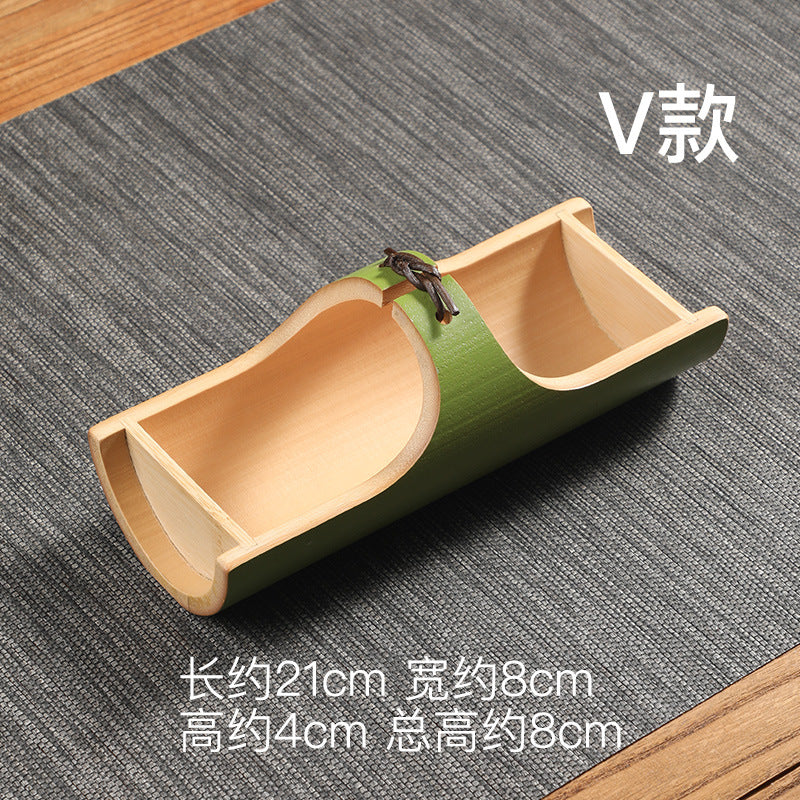 Bamboo Handle Tea Cake Tray Retro Chinese Snack Fruit Snack Plate Creative Home Storage