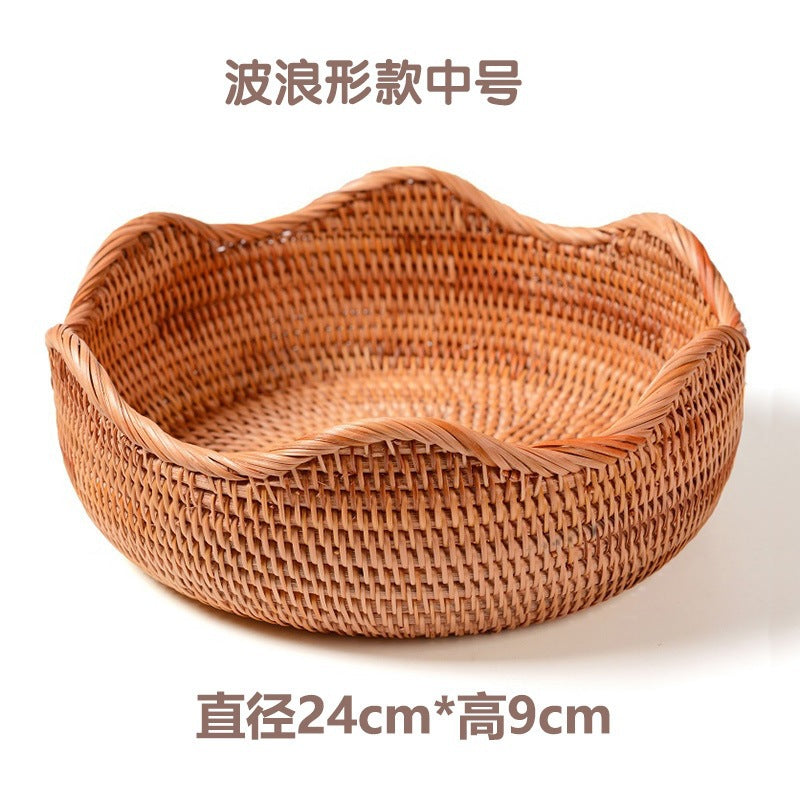 Handmade Weaved Storage Basket Fruit Basket Living Room Desktop Coffee Table Snack Storage Box Candy Basket