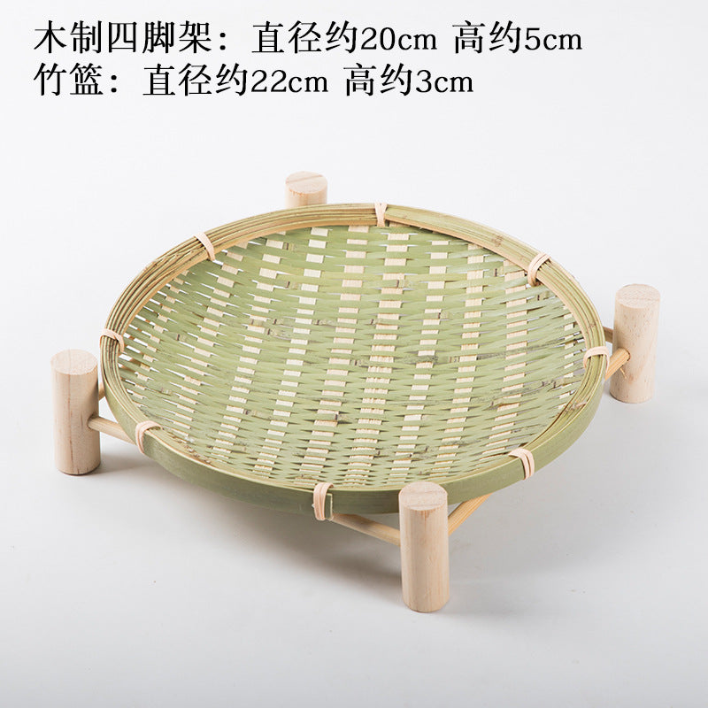 Handmade Bamboo Products Bamboo Sieve Bamboo Basket Storage Basket Fruit Plate Snack Tray Household Weaving round Winnowing Fan