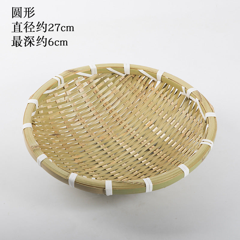 Handmade Bamboo Products Bamboo Sieve Bamboo Basket Storage Basket Fruit Plate Snack Tray Household Weaving round Winnowing Fan