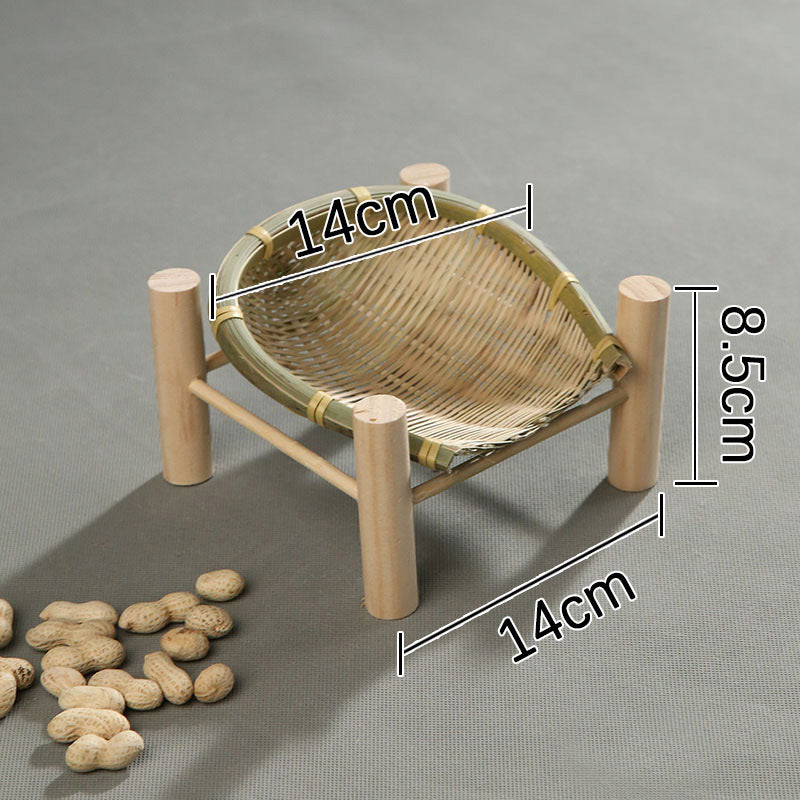 Handmade Bamboo Dried Fruit Tray Fruit Basket Bamboo Basket Tea Cake Tray Creative Household Bamboo Basket Storage Basket Basket round Dustpan