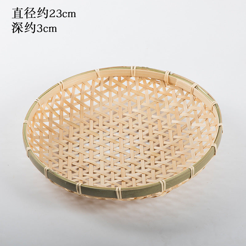 Handmade Bamboo Products Bamboo Sieve Bamboo Basket Storage Basket Fruit Plate Snack Tray Household Weaving round Winnowing Fan