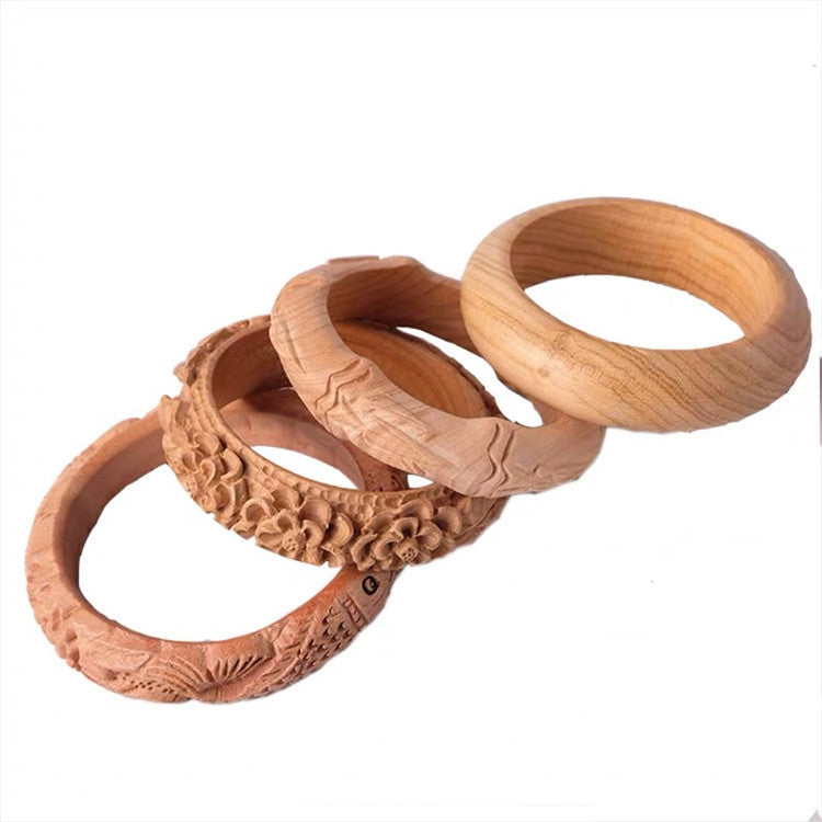 Peach Wood Hand Carved Money Drawing and Evil Spirits Exorcising Bracelet Peach Wood Bracelet