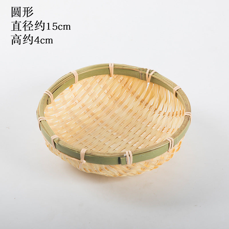 Handmade Bamboo Products Bamboo Sieve Bamboo Basket Storage Basket Fruit Plate Snack Tray Household Weaving round Winnowing Fan