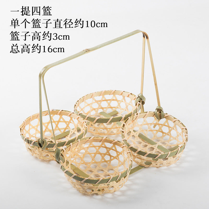 Handmade Bamboo Products Bamboo Sieve Bamboo Basket Storage Basket Fruit Plate Snack Tray Household Weaving round Winnowing Fan