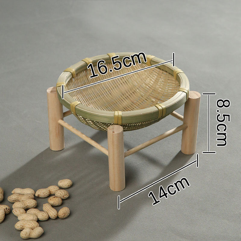 Handmade Bamboo Dried Fruit Tray Fruit Basket Bamboo Basket Tea Cake Tray Creative Household Bamboo Basket Storage Basket Basket round Dustpan