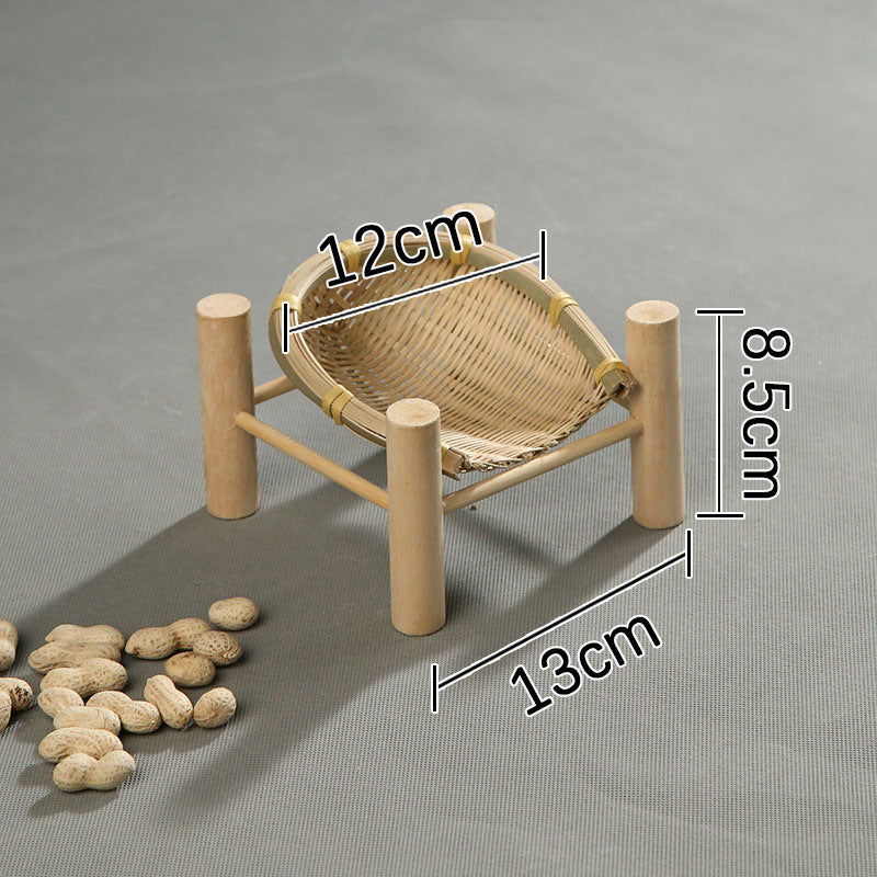 Handmade Bamboo Dried Fruit Tray Fruit Basket Bamboo Basket Tea Cake Tray Creative Household Bamboo Basket Storage Basket Basket round Dustpan