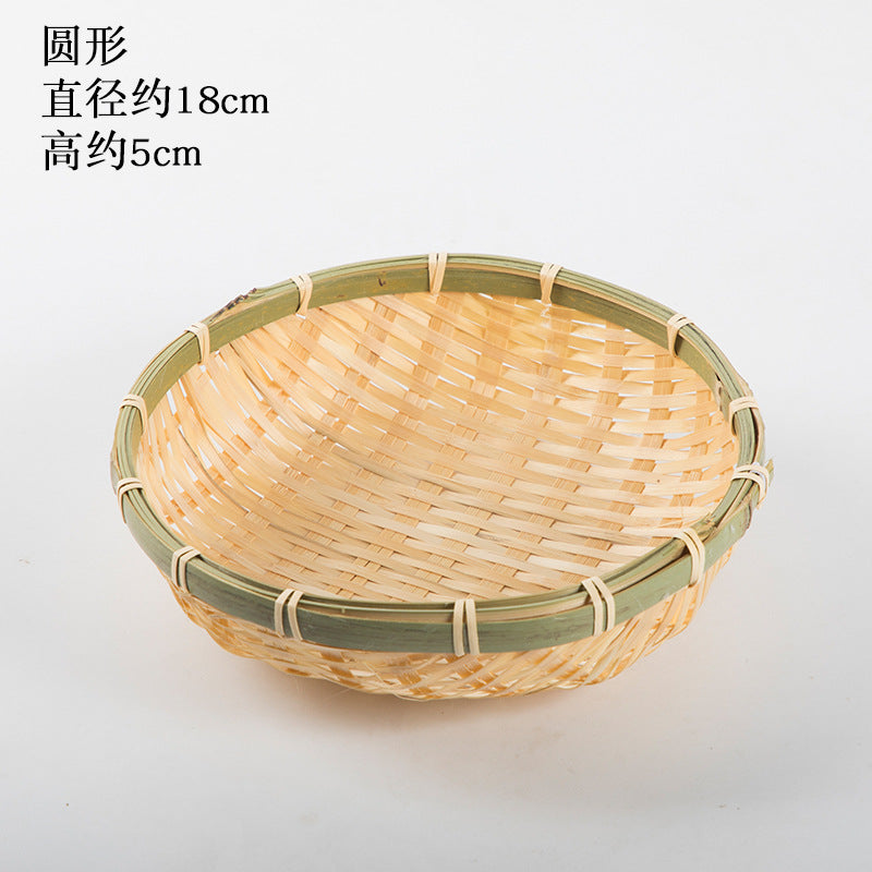 Handmade Bamboo Products Bamboo Sieve Bamboo Basket Storage Basket Fruit Plate Snack Tray Household Weaving round Winnowing Fan