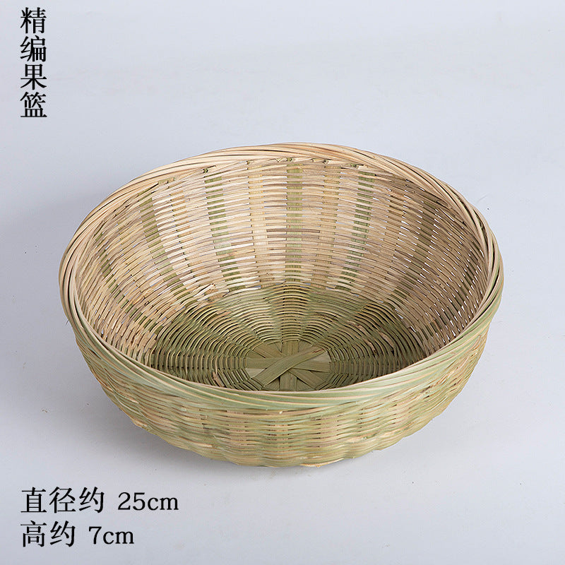 Handmade Bamboo Products Bamboo Sieve Bamboo Basket Storage Basket Fruit Plate Snack Tray Household Weaving round Winnowing Fan