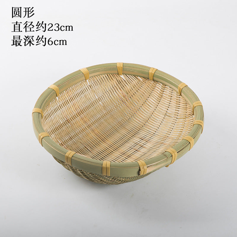 Handmade Bamboo Products Bamboo Sieve Bamboo Basket Storage Basket Fruit Plate Snack Tray Household Weaving round Winnowing Fan