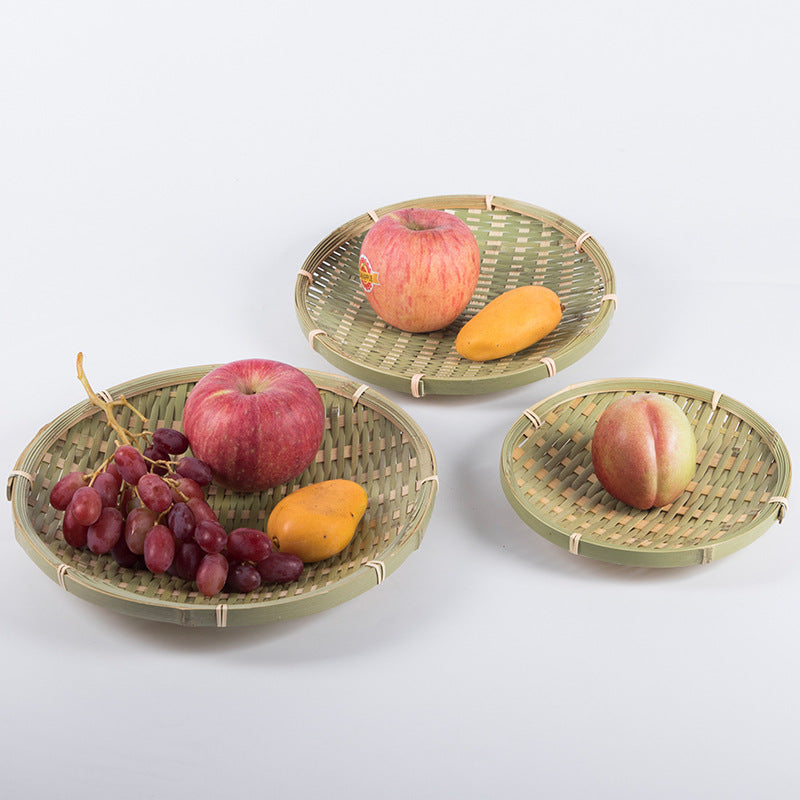 Handmade Bamboo Products Bamboo Sieve Bamboo Basket Storage Basket Fruit Plate Snack Tray Household Weaving round Winnowing Fan