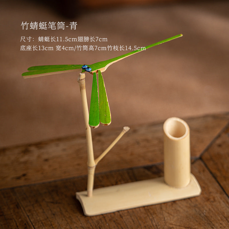 Bamboo Dragonfly HandmadeDIYChildren's Toy Bamboo Pen Holder Handmade Crafts Suspension Gravity Balance Ornaments