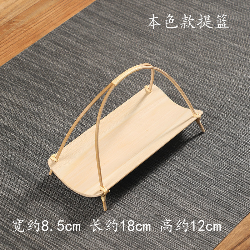 Bamboo Handmade Chinese Creative Tea Cake Tray Fruit Basket Household Small Tray Small Basket