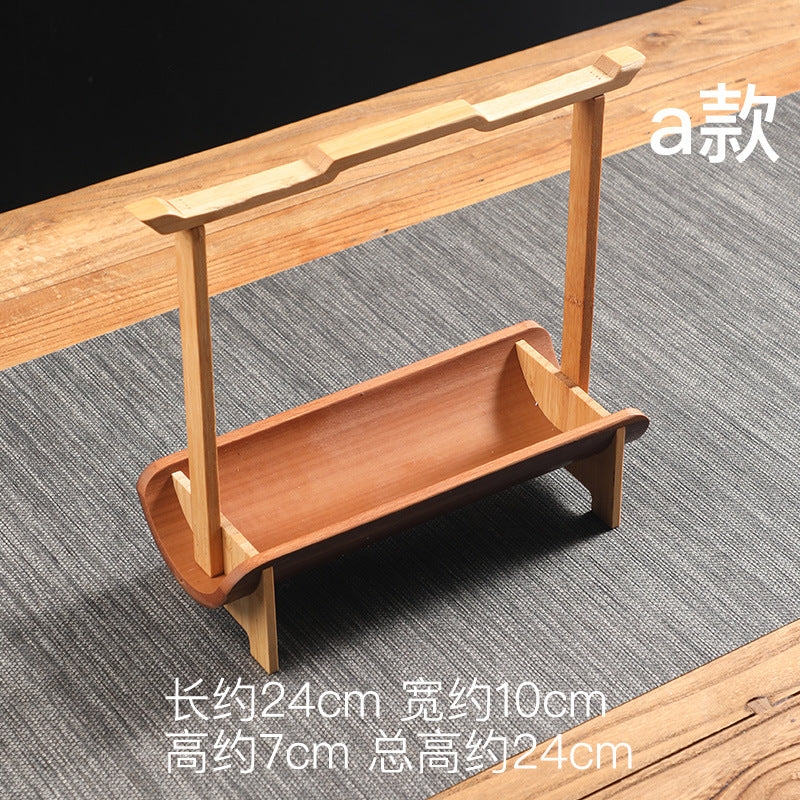 Bamboo Handle Tea Cake Tray Retro Chinese Snack Fruit Snack Plate Creative Home Storage