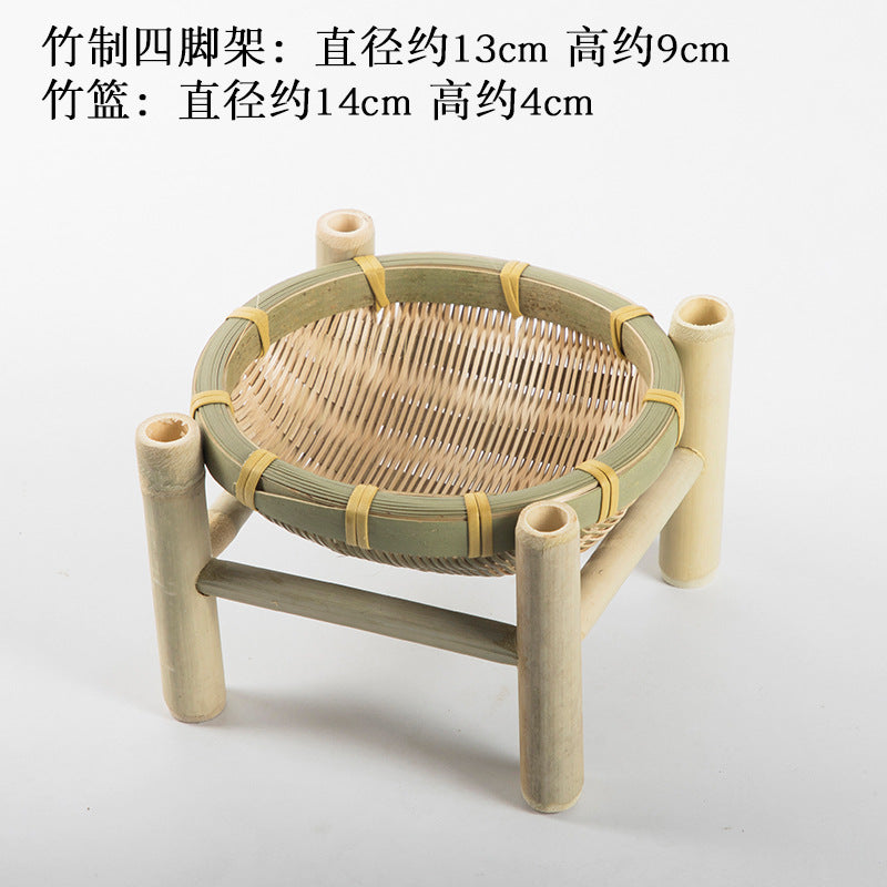 Handmade Bamboo Products Bamboo Sieve Bamboo Basket Storage Basket Fruit Plate Snack Tray Household Weaving round Winnowing Fan