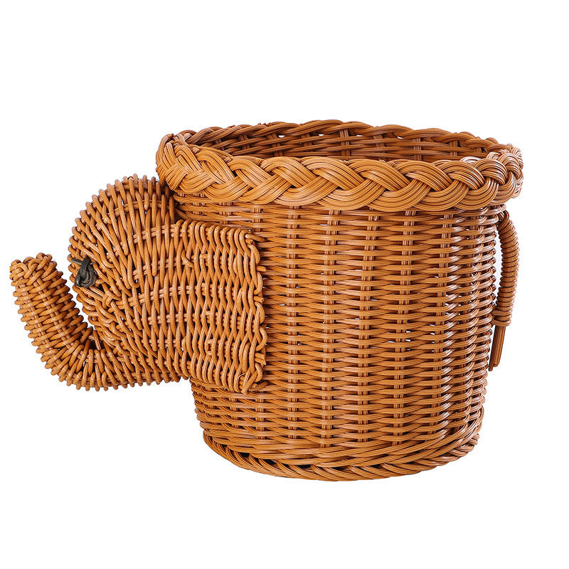 Rattan-like Handmade Weaved Storage Basket Animal-Shaped Furnishings Snack Fruit Candy Gift Desktop Gadget Storage Basket