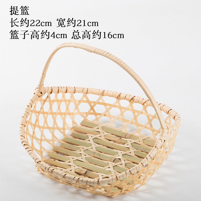 Handmade Bamboo Products Bamboo Sieve Bamboo Basket Storage Basket Fruit Plate Snack Tray Household Weaving round Winnowing Fan