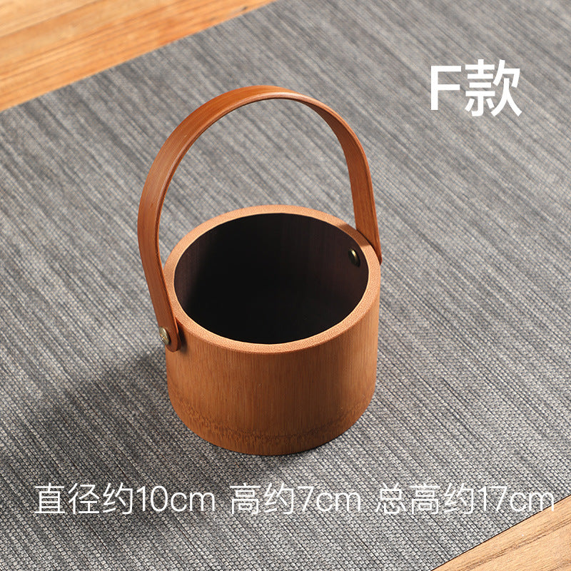 Bamboo Handle Tea Cake Tray Retro Chinese Snack Fruit Snack Plate Creative Home Storage