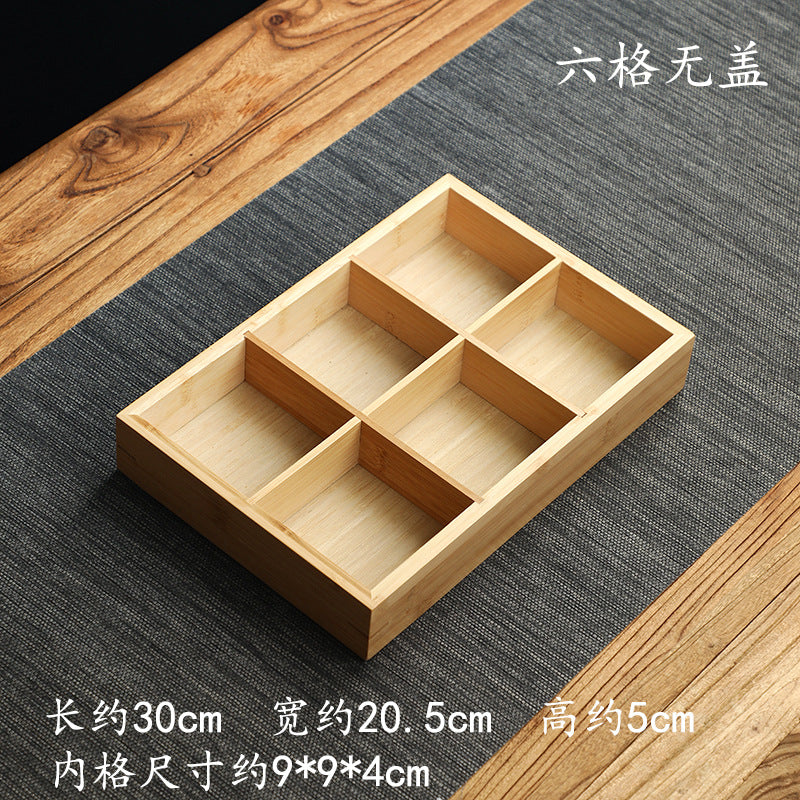 Handmade Bamboo Creative Dried Fruit Tray Minimalist Chinese Style Tea Ware with Lid Storage