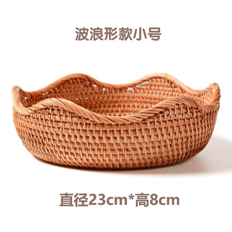 Handmade Weaved Storage Basket Fruit Basket Living Room Desktop Coffee Table Snack Storage Box Candy Basket