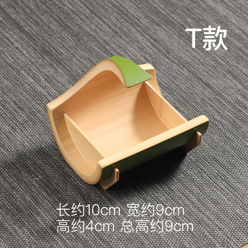 Bamboo Handle Tea Cake Tray Retro Chinese Snack Fruit Snack Plate Creative Home Storage