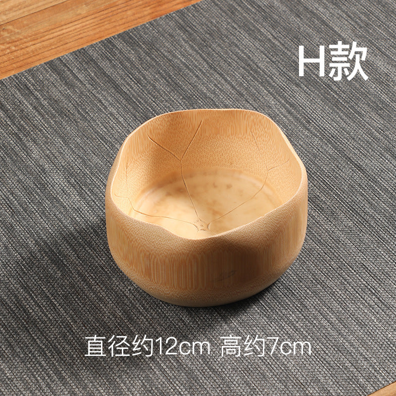 Bamboo Handle Tea Cake Tray Retro Chinese Snack Fruit Snack Plate Creative Home Storage