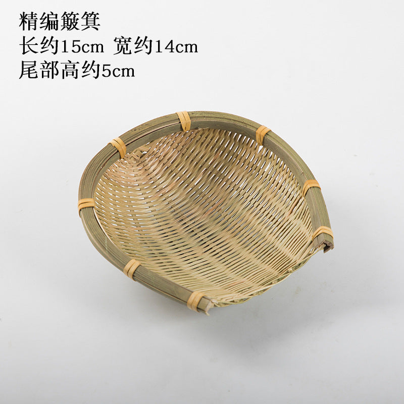 Handmade Bamboo Products Bamboo Sieve Bamboo Basket Storage Basket Fruit Plate Snack Tray Household Weaving round Winnowing Fan